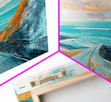 Open Road, Ocean View Highway, Coastal Landscape, Nautical Painting, Lake Tahoe Art, Panoramic Art, Canvas Print, Horizontal Art
