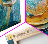 Abstract Ocean, Textured Painting, Teal Wall Art, Nautical Decor, Horizontal Wall Art, Framed Canvas Print, Coastal Decor, Extra Wide Art