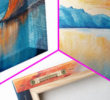 Mountain Lake Painting, Landscape Art, Lake Tahoe Art, Smoky Mountain Art, Rustic Decor, Sunset Wall Art, Extra Wide Art, Framed Canvas Print