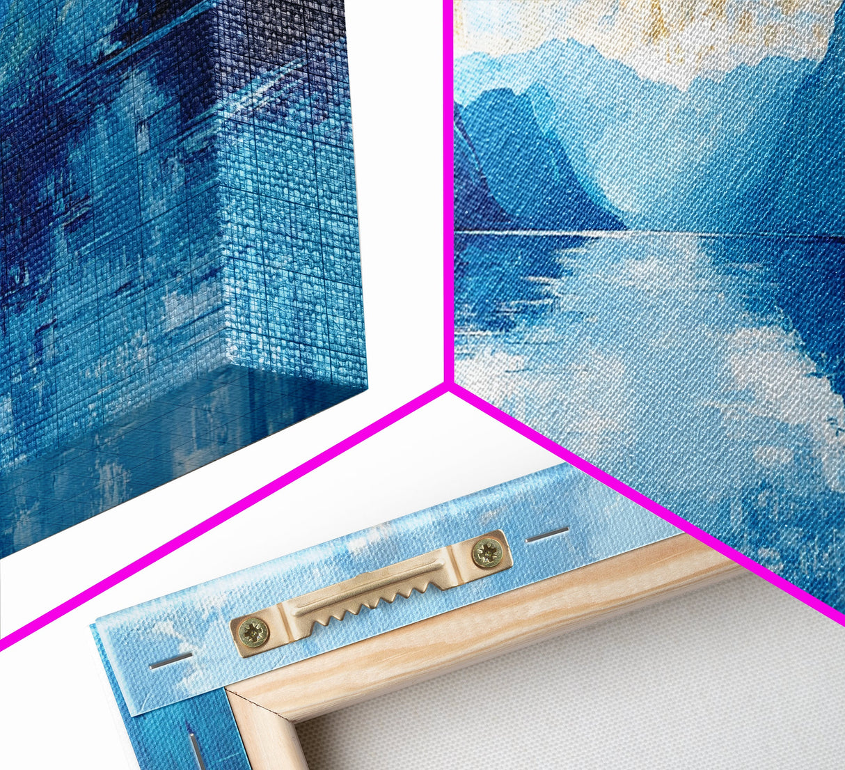 Fjord Painting, Blue and Green Wall Art, Lake Tahoe Art, Nautical Wall Art, Extra Wide Art, Panoramic Painting, Framed Canvas Print