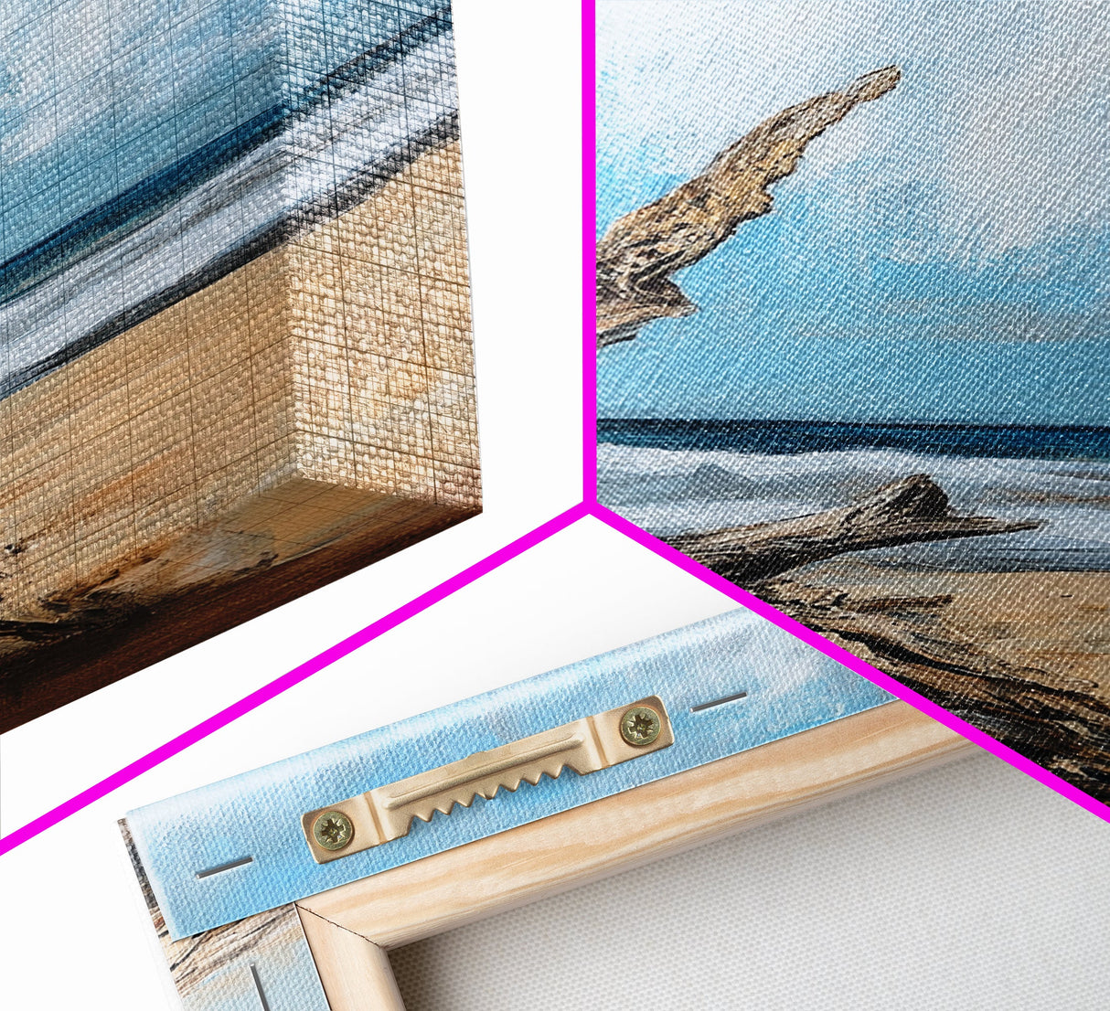Driftwood, coastal landscape art, rustic decor, farmhouse art, framed canvas print, seascape painting, nautical decor, ocean art