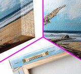 Driftwood, coastal landscape art, rustic decor, farmhouse art, framed canvas print, seascape painting, nautical decor, ocean art