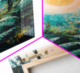 Forest Sunrise Painting, Nature Landscape, Golden Light Art, Pine Tree Art, Warm Moody Decor, Rustic Wall Art, Canvas Print