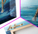 Nautical Rope Art, Coastal Decor, Ocean Inspired Painting, Maritime Wall Art, Blue and Green Wall Art, Canvas Print