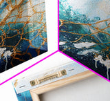 Abstract Ocean Painting, Coastal Wall Art, Blue and Gold Art, Nautical Decor, Contemporary Seascape, Canvas Print