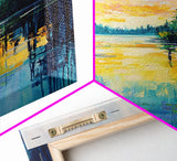 Golden Glow, lake Tahoe art, mountain painting, landscape painting, above bed wall art, framed canvas print, panoramic painting