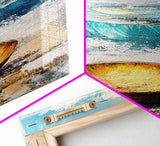 Ocean and Golden Bowl, coastal decor, nautical wall art, rustic wall art, abstract painting, seascape painting, Canvas Print