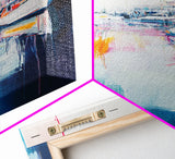Harbor Sailboats, nautical wall art, seascape painting, coastal painting, sailboat painting, pink abstract art, Canvas Print