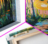Forest Sunrise Path, wildflower painting, forest at dusk painting, wabi sabi wall art, whimsical art, Canvas Print