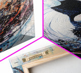 Abstract Loon, bird art, teal wall art, moody art, coastal decor, nautical painting, gift idea for her, Canvas Print, living room art