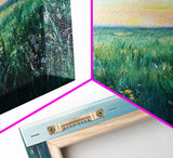 Wildflower Field, wildflower painting, botanical prints, pink orange wall art, bedroom art, Framed Canvas Print, farmhouse art