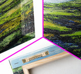 Ireland painting, green wall art, coastal landscape art, wabi sabi art, farmhouse art, Framed Canvas Print, landscape painting