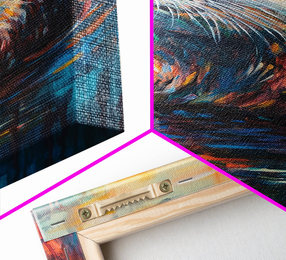 Otter Portrait, wildlife painting, whimsical art, blue and green wall art, Canvas Print, original painting, rustic wall art, gift idea
