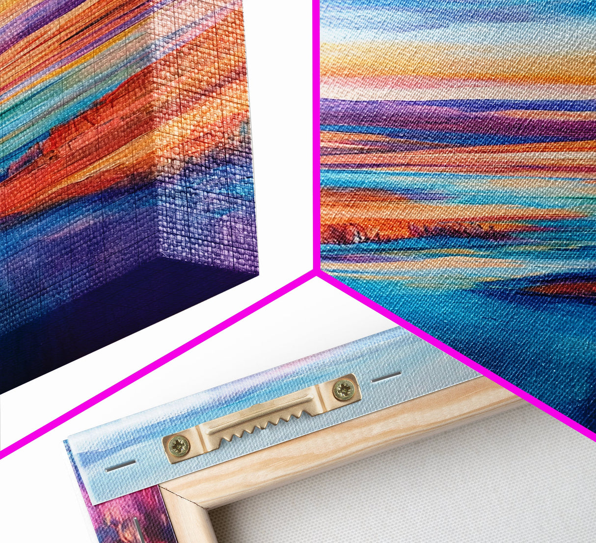 Vibrant River, landscape painting, wabi sabi art, coastal landscape art, Canvas Print, horizontal wall art, panoramic art, farmhouse art