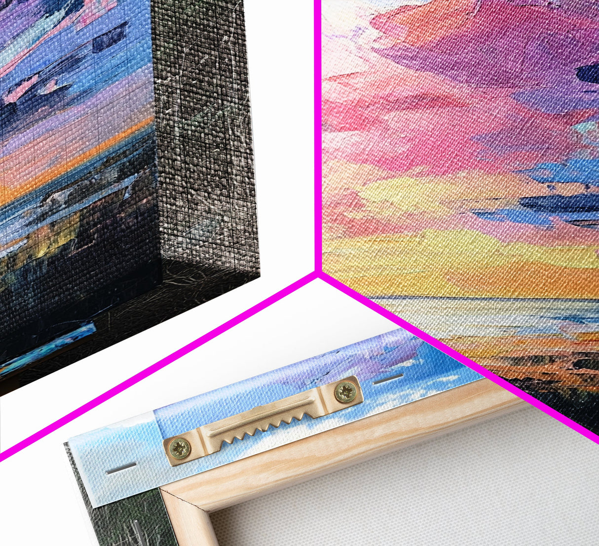Sunset Beach, seascape painting, coastal wall art, nautical decor, panoramic painting, above bed wall art, framed canvas print