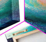 Ocean Wave, surf wall art, nautical decor, abstract seascape, beach house painting, blue and green wall art, framed canvas print