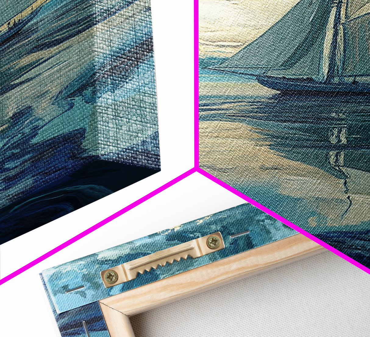 Sailboat Painting, nautical decor, coastal wall art, blue and green wall art, ocean painting, framed canvas print, living room art