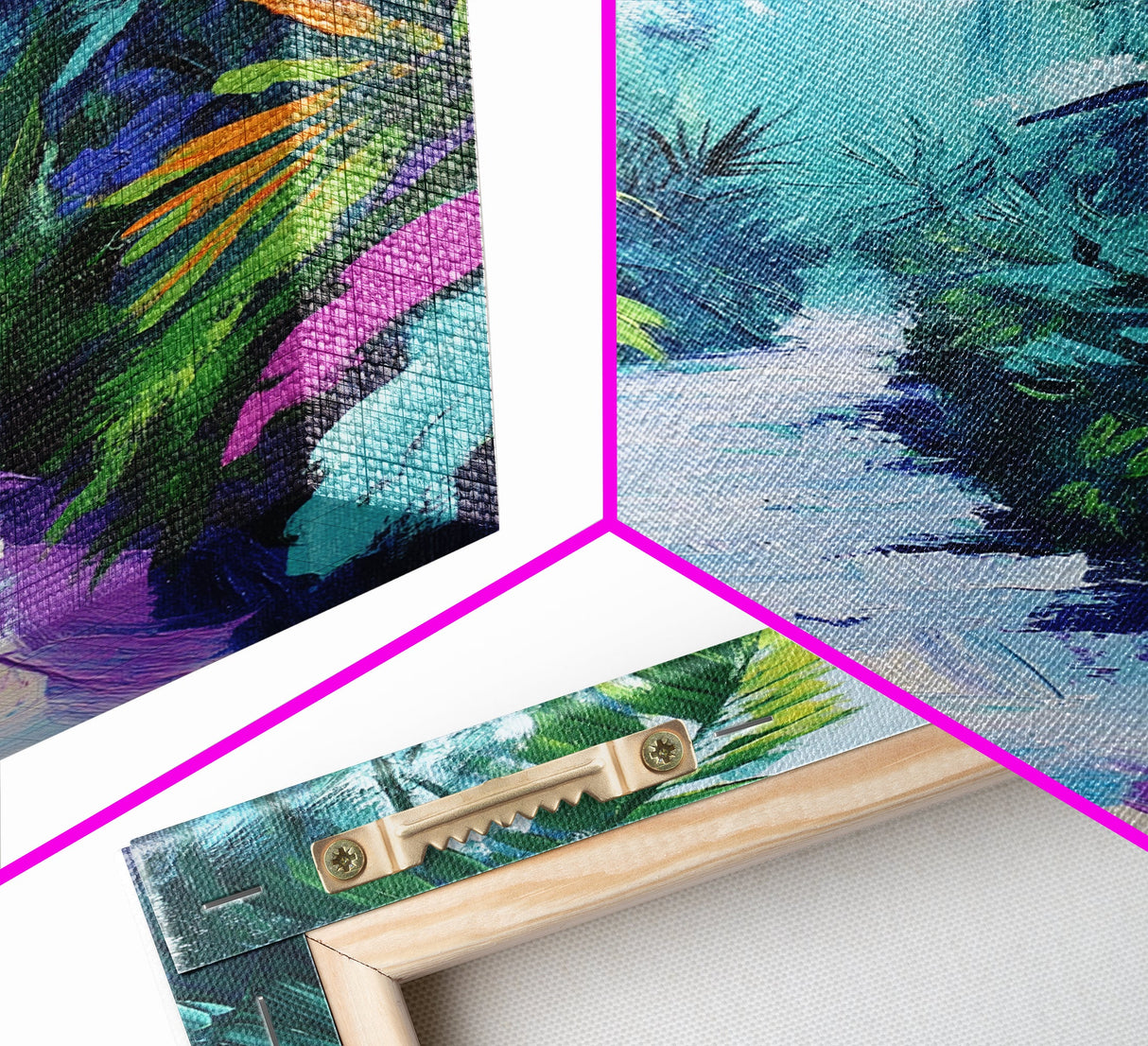 Jungle Walkway, tropical painting, palm tree painting, botanical prints, green wall art, living room art, canvas print, home decor