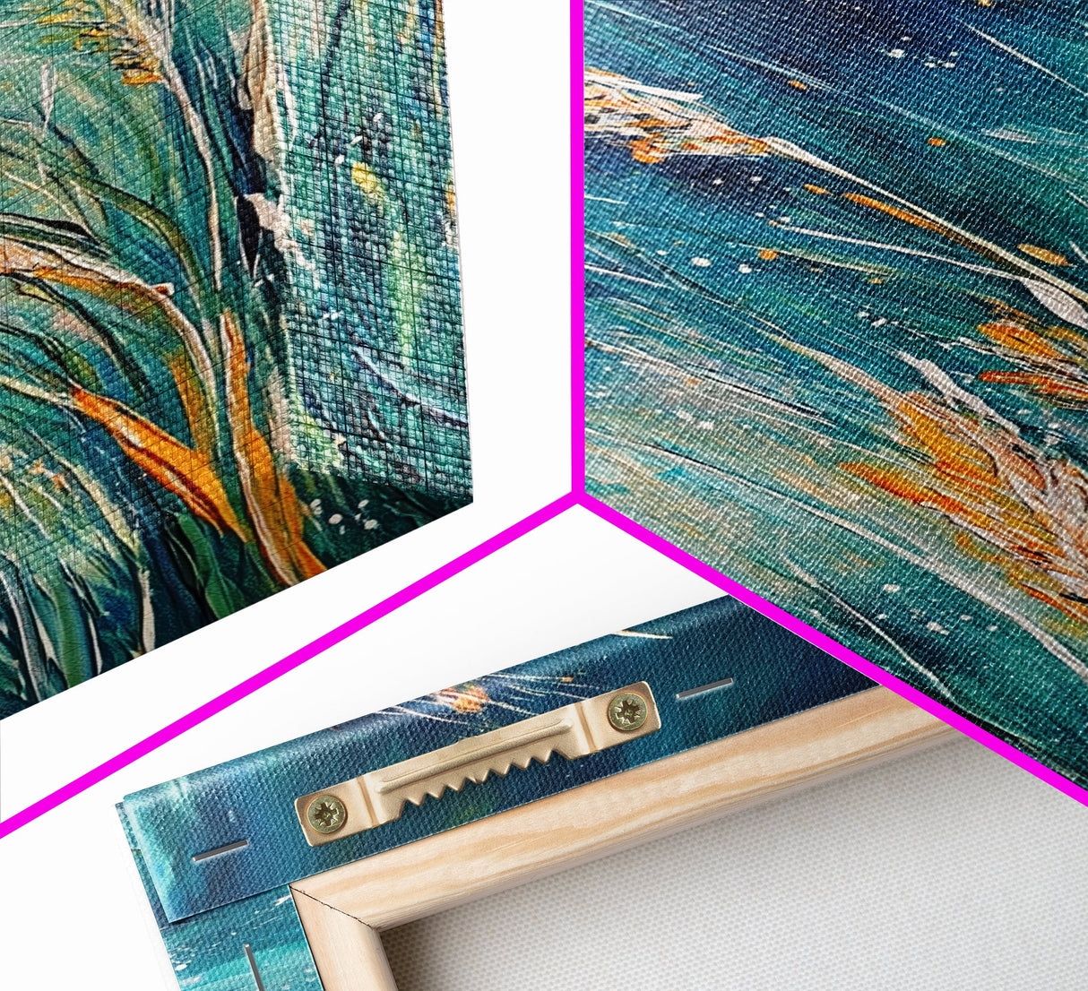 Wheat Fields Framed Canvas Print Rustic Farmhouse Wall Art, Deep Blue Abstract Painting, Autumn Home Decor, Cozy Country Living