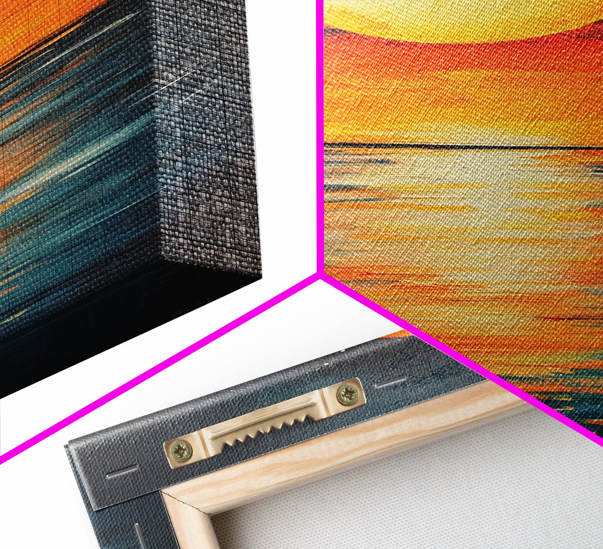 Sunset Reflection Framed Canvas Print | Beach Wall Art | Coastal Sunset Painting | Modern Home Decor | Large Wall Art | Gift Idea