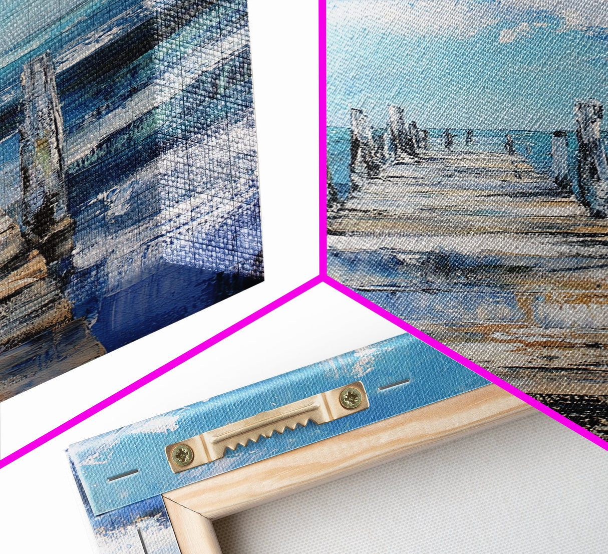 Wooden Pier Canvas Print Coastal Wall Art Beach House Decor Serene Ocean Painting Nautical Living Room Modern Home Gift
