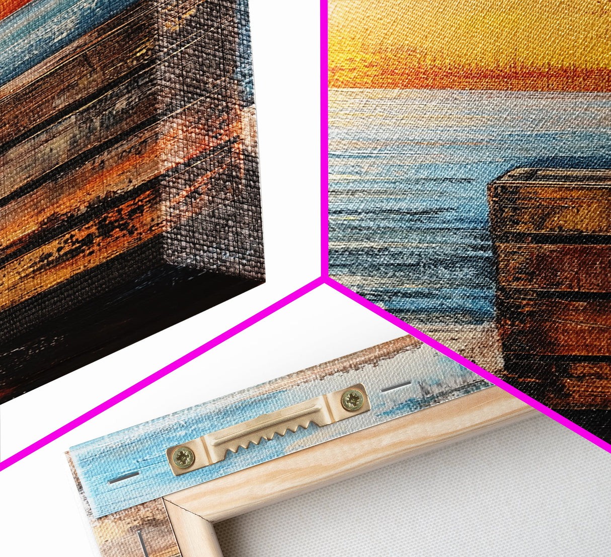 Sunset Over Ocean Canvas Print | Serene Seascape Painting | Coastal Home Decor | Beach House Wall Art | Nautical Artwork
