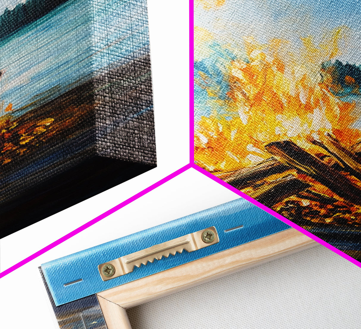 Lakeside Bonfire, Camping Art, Outdoor Wall Art, Cozy Campfire Painting, Nature Art, Rustic Decor, Above Couch Art, Canvas Print