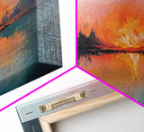 Reflective Fire, Moody Art, Dark Romance Painting, Fire Reflection Painting, Rustic Wall Art, Above Bed Art, Canvas Print