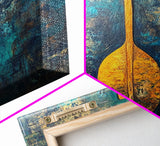 Wooden Paddle, Nautical Wall Art, Rustic Decor, Blue and Green Wall Art, Extra Wide Art, Living Room Art, Framed Canvas Print
