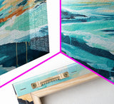 Coastal Cliffs, Nautical Painting, Seascape Painting, Rustic Decor, Extra Wide Art, Above Bed Wall Art, Framed Canvas Print