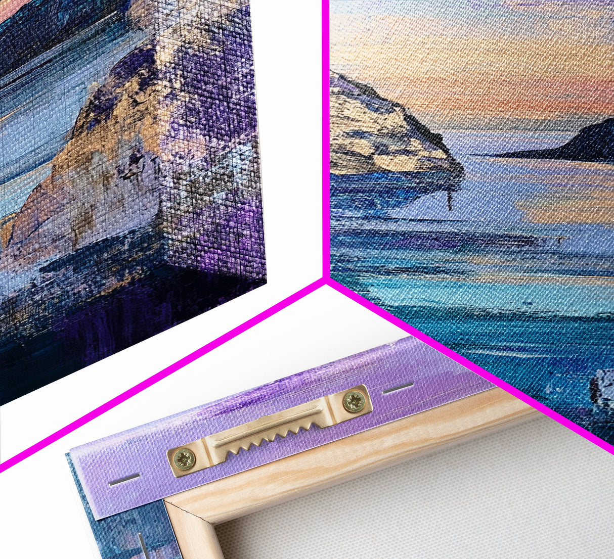Sunset Cove, Moody Seascape, Coastal Landscape, Nautical Wall Art, Blue and Green Wall Art, Extra Wide Art, Boho Art, Canvas Print