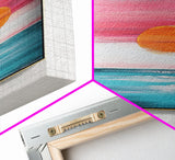 Sunset Horizon, pink orange wall art, nautical painting, coastal decor, above bed wall art, wabi sabi art, Framed Canvas Print, boho art
