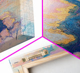 River Gold, gemstone painting, abstract landscape painting, pastel wall art, wabi sabi wall art, Framed Canvas Print, gift idea for her