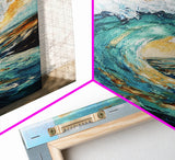 wave painting, coastal decor, framed canvas print, ocean painting, surf wall art, nautical wall art, seascape painting, gift idea