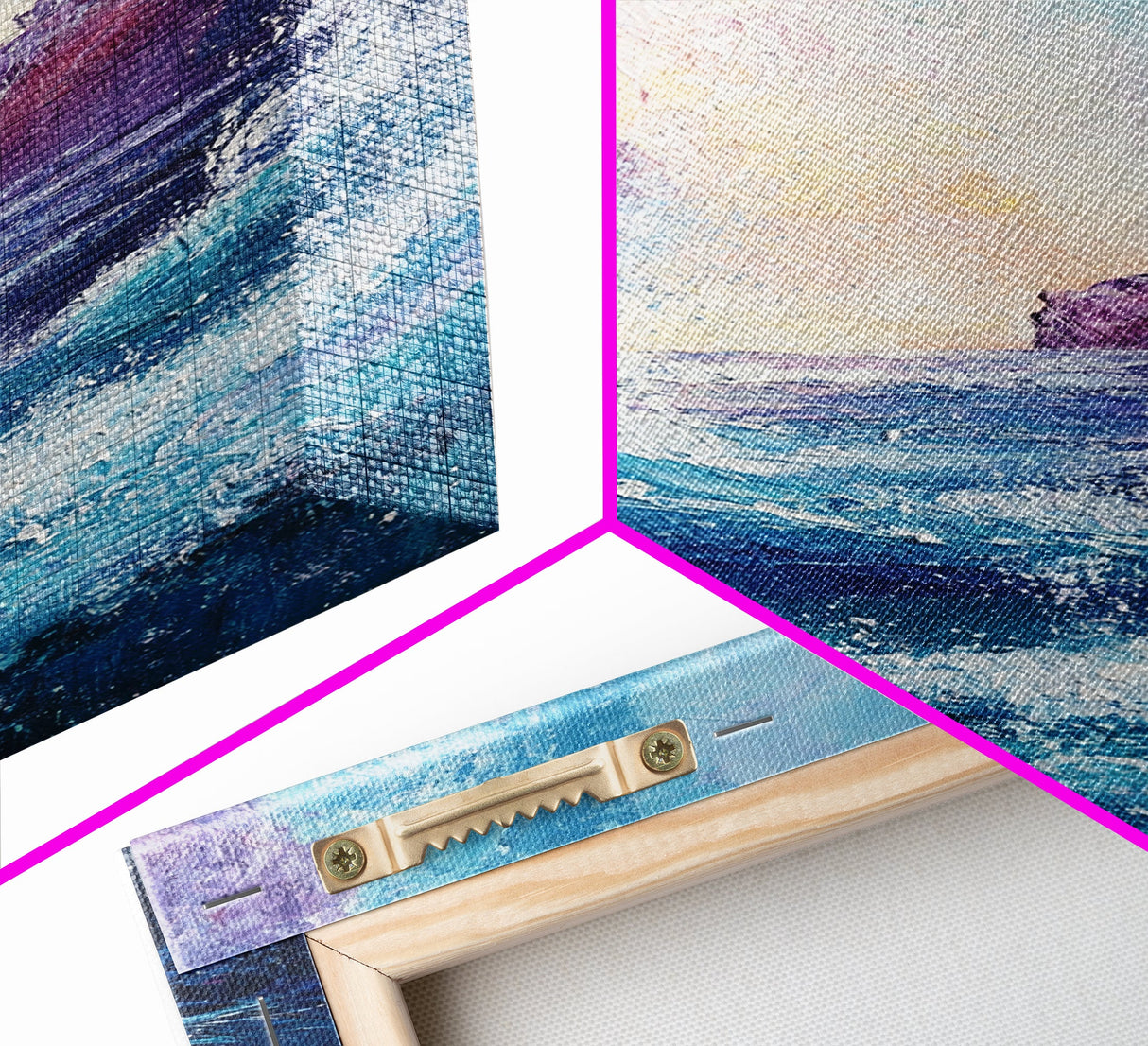 ocean waves, coastal painting, framed canvas print, seascape painting, nautical wall art, beach decor, extra wide art, gift idea