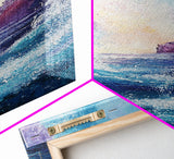 ocean waves, coastal painting, framed canvas print, seascape painting, nautical wall art, beach decor, extra wide art, gift idea