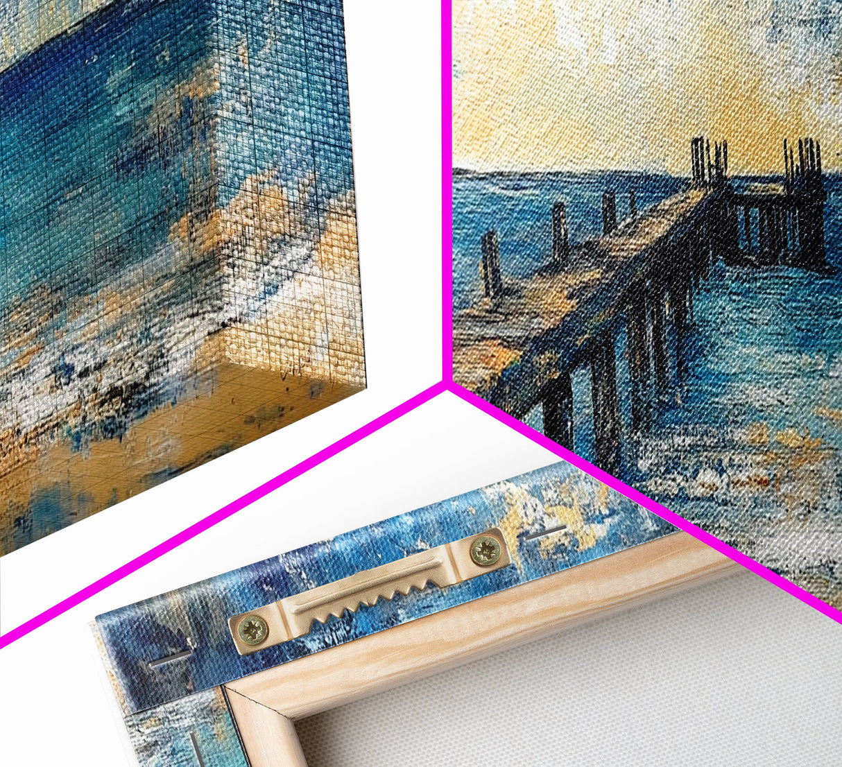 Wooden Dock Sunset Canvas Print Ocean Pier Wall Art Seaside Beach Decor Nautical Artwork Coastal Home Art Large Framed Print