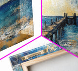 Wooden Dock Sunset Canvas Print Ocean Pier Wall Art Seaside Beach Decor Nautical Artwork Coastal Home Art Large Framed Print