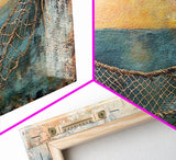 Fishing Net Sunset Canvas Print Coastal Wall Art Nautical Seaside Artwork Beach House Decor Ocean Landscape Framed Print