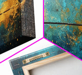 Cosmic Fishing Line Canvas Print Abstract Space Wall Art Gold and Blue Modern Artwork Celestial Decor Living Room Framed Art