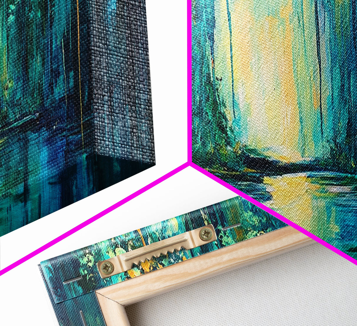 Magical Forest Lake Framed Canvas Print Fantasy Nature Wall Art Mystical Greenery Home Decor Living Room Office Gift
