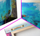 Coastal Cliffside Beauty Framed Canvas Print Impressionist Ocean Wall Art Vibrant Seaside Home Decor Living Room Gift