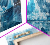 Iceberg Mountain Reflection Canvas Print, Arctic Nature Wall Art, Cool Blue Home Decor, Large Landscape Painting, Modern Office Art