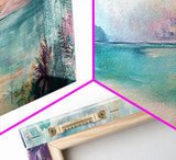Tropical Beach Paradise Framed Canvas Print, Vibrant Ocean Wall Art, Hawaii Sunset Painting, Coastal Living Room Decor, Relaxing Art