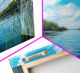 Tranquil River Landscape Art, Serene Water Painting, Nature Wall Decor, Blue Green Home Decor, Modern Office Wall Art