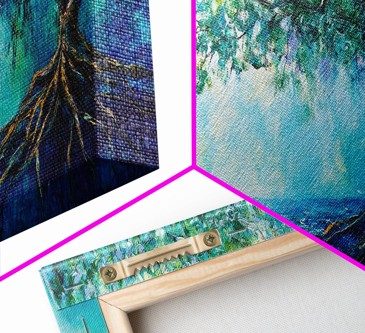 Mystical Tree Art Canvas Print Blue Abstract Nature Wall Decor Dreamy Coastal Artwork Living Room or Bedroom Accent Minimalist Boho