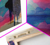Vibrant Sunset Mountains Canvas Print - Abstract Landscape Wall Art, Colorful Nature Painting, Bold Statement Home Decor