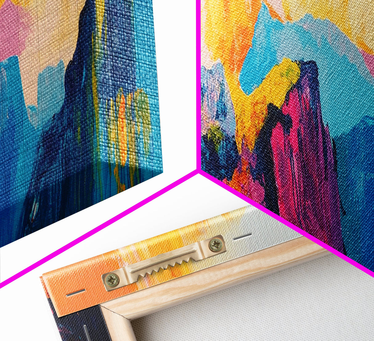 Colorful Mountain Reflections Canvas Print - Abstract Nature Wall Art, Vibrant Sunset Painting, Home Decor, Bold Artistic Statement