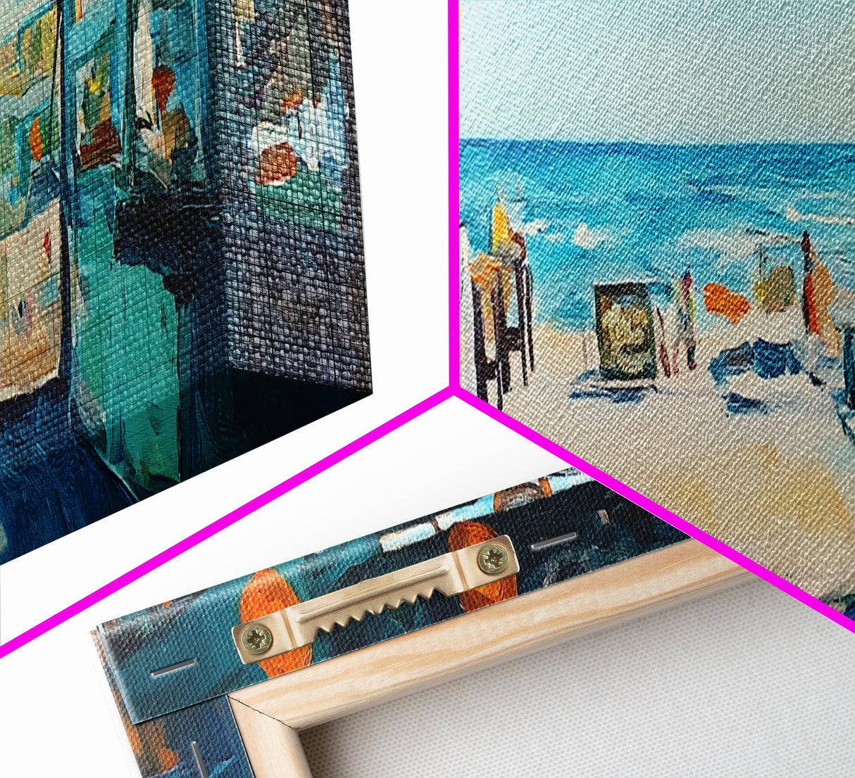 Oceanfront Cafe Scene Canvas Print Beach Bar Wall Art Coastal Decor Seaside Painting Rustic Art Dining Room Kitchen Living Room