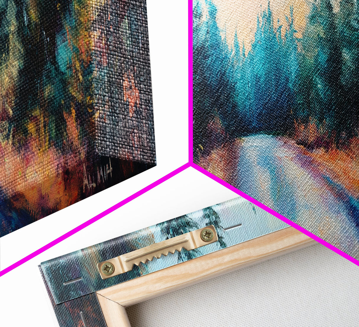Enchanted Forest Road Canvas Print Moody Woodland Painting Autumn Trees Dark Nature Wall Art Warm Tones Bedroom Living Room Decor